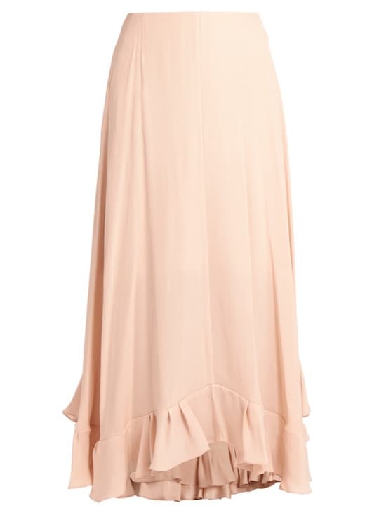 Chloé – Satin-Back Crepe Midi Skirt Nude