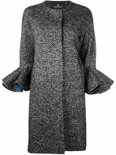 Capucci – Ruffle Sleeve Herringbone Coat