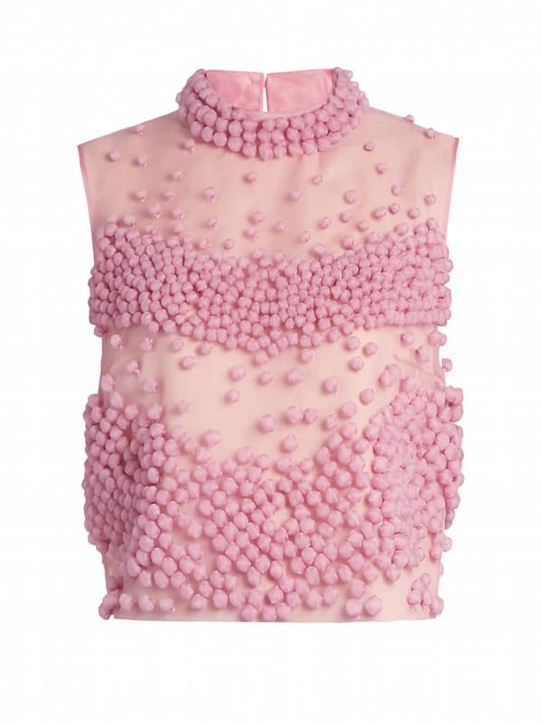 Roksanda – Silk-Organza Pompom Top, Pink