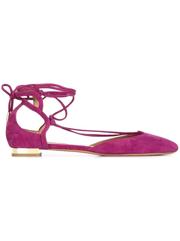 Aquazzura – Austin Suede Flats, Pink