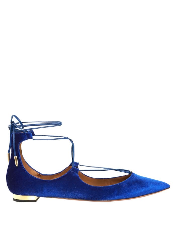 Aquazzura – Christy Velvet Flats, Blue