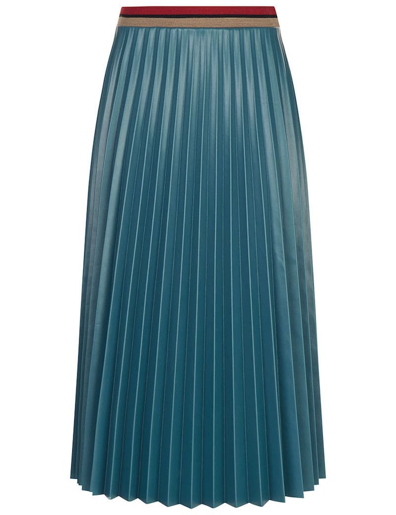 Aviu – Teal Faux Leather Pleated Skirt