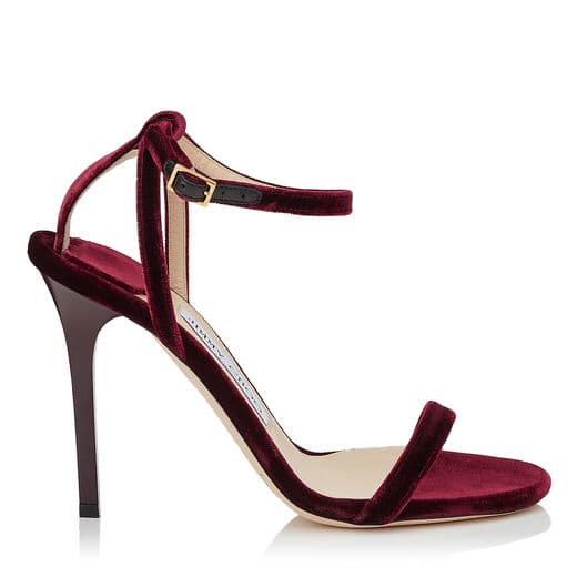 Jimmy Choo – Bordeaux Velvet Sandals