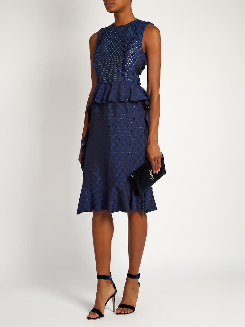 Lanvin – Ruffled Jacquard Dress – Blue