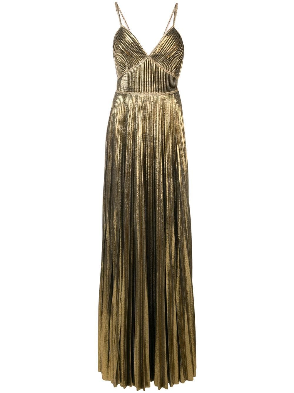 Marchesa Notte – Metallic Pleated Gown