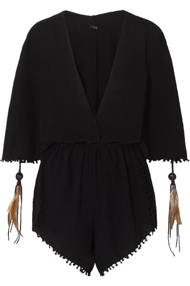 Caravana – Izamal Fringed Cotton-Gauze Playsuit