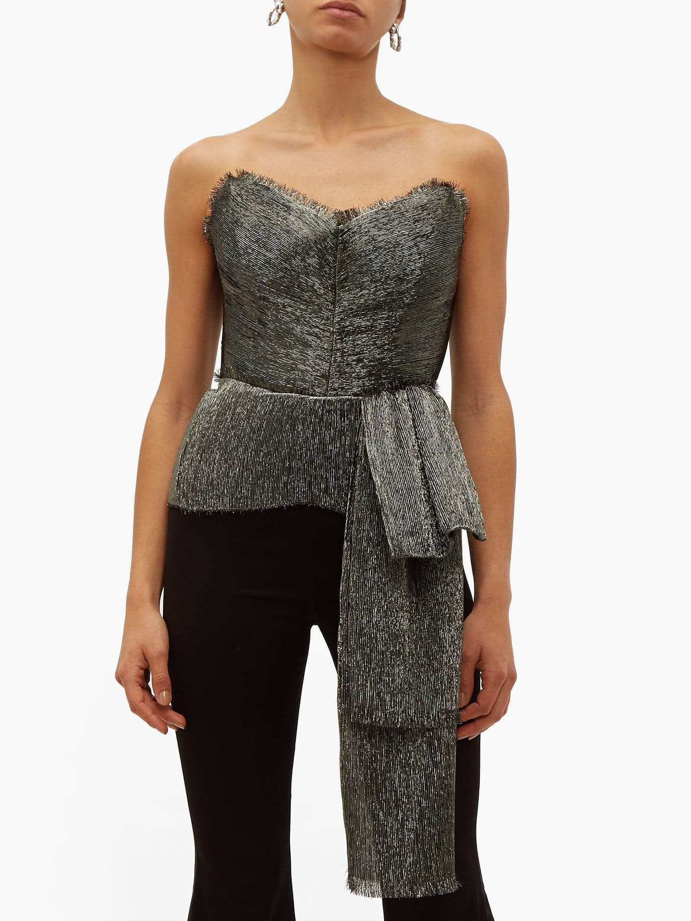Maria Lucia Hohan – Macie Plissé-Lamé Bustier – Gray thumbnail 2
