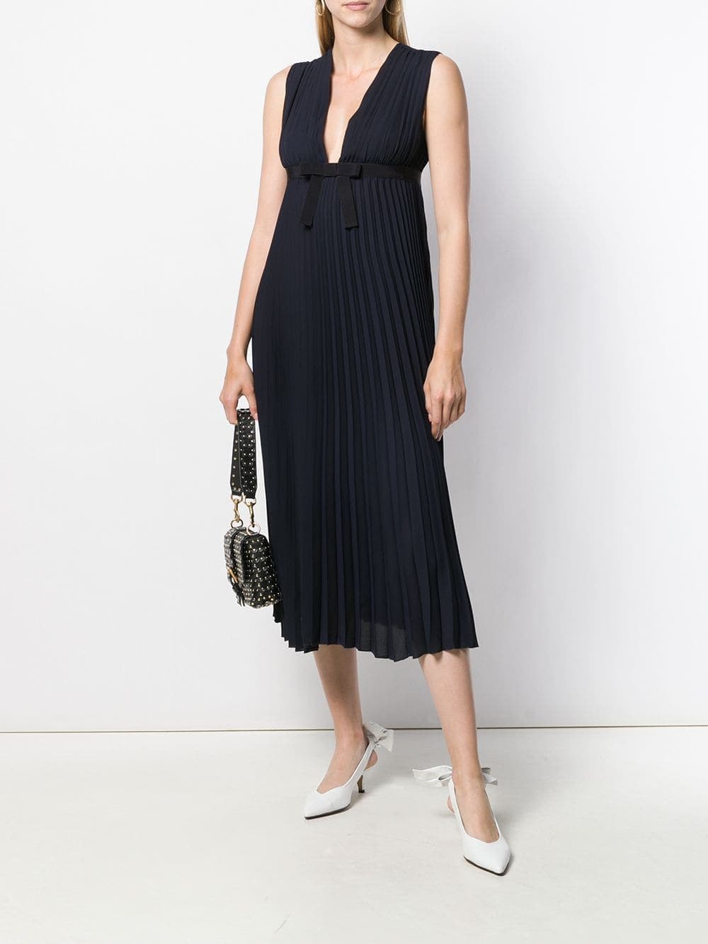Red Valentino – Pleated Midi Dress – Blue thumbnail 2