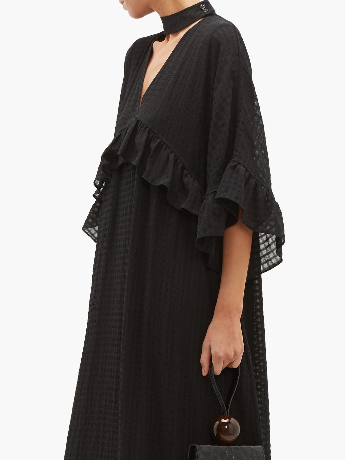Ganni – Ruffled Seersucker Midi Dress thumbnail 2