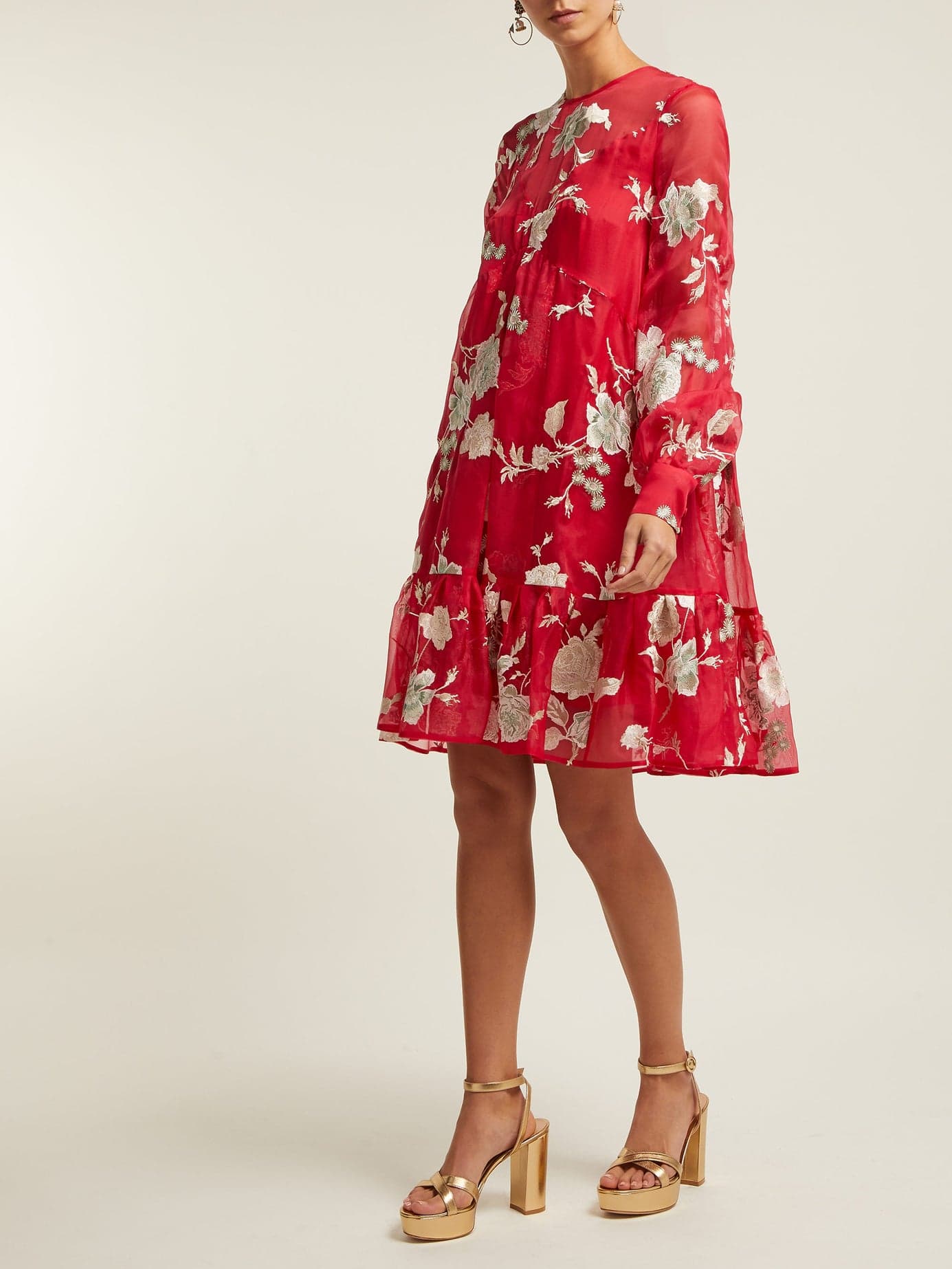 Erdem – Christy Gertrude-Embroidered Silk-Organza Dress thumbnail 2