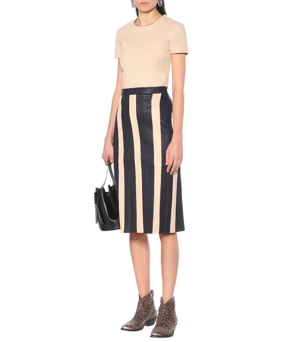 STOULS – Astridou Striped Leather Midi Skirt thumbnail 2