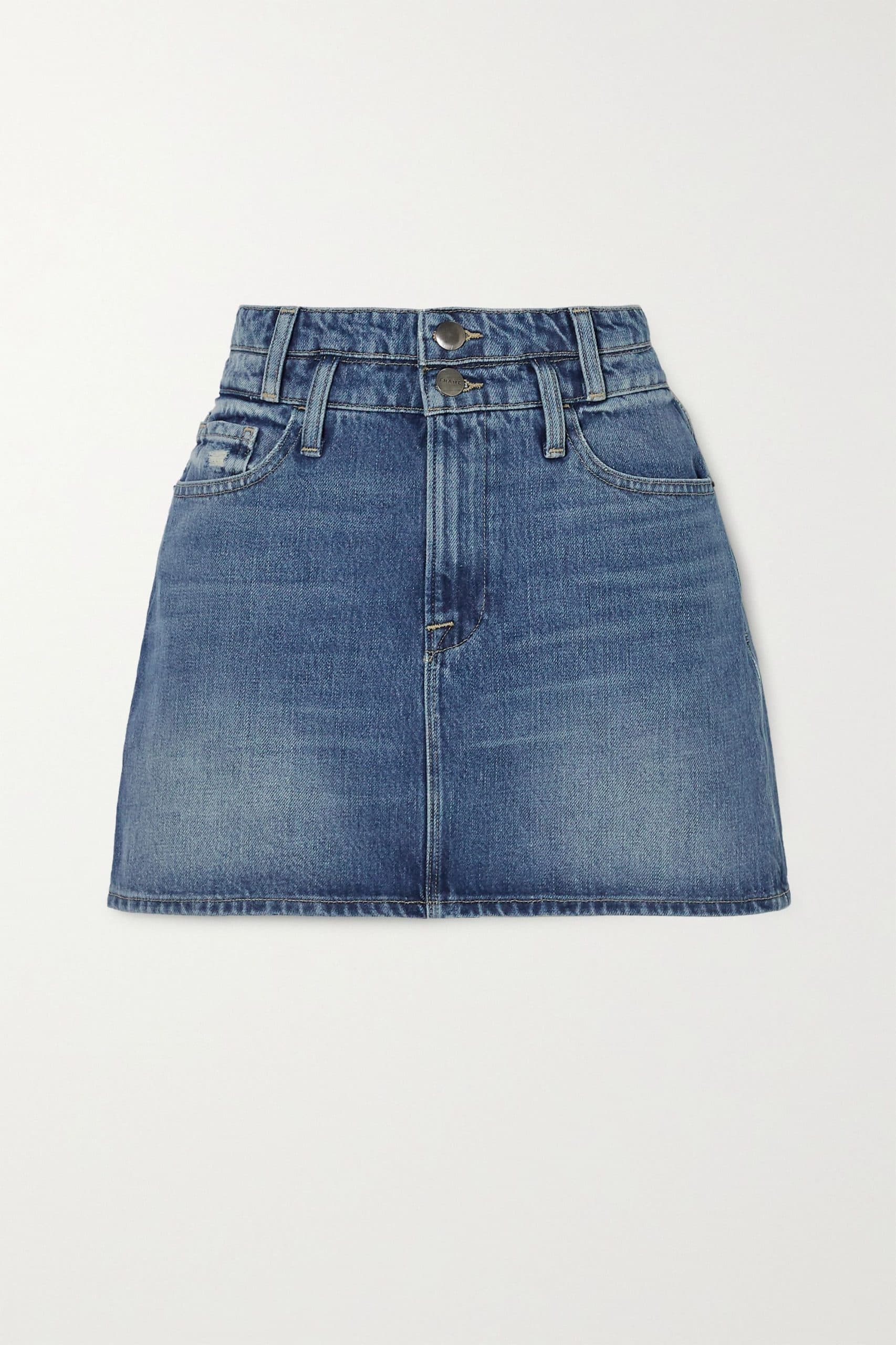 Frame – Le Mini Distressed Denim Skirt