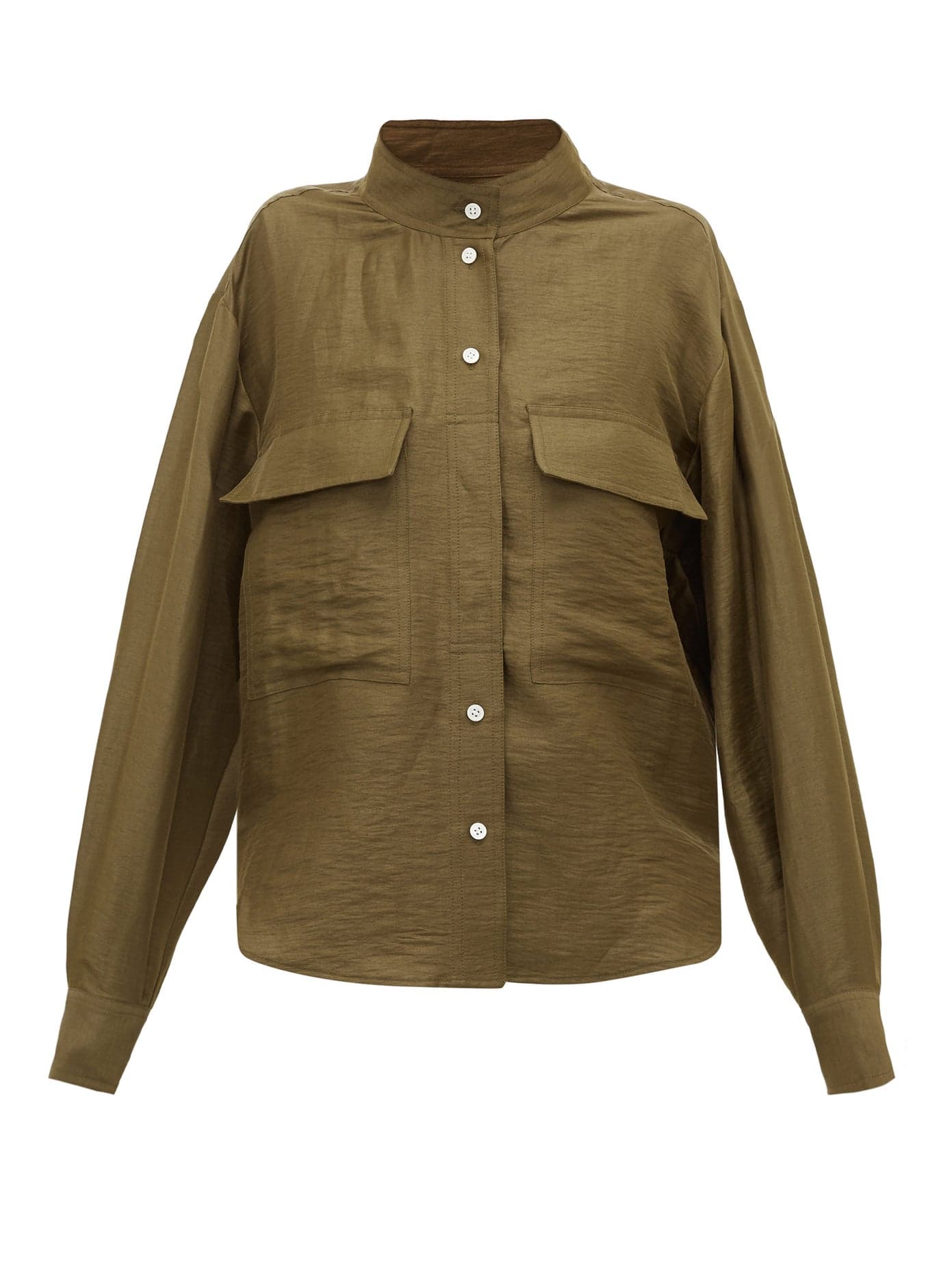 Frame – Stand-Collar Linen-Blend Shirt