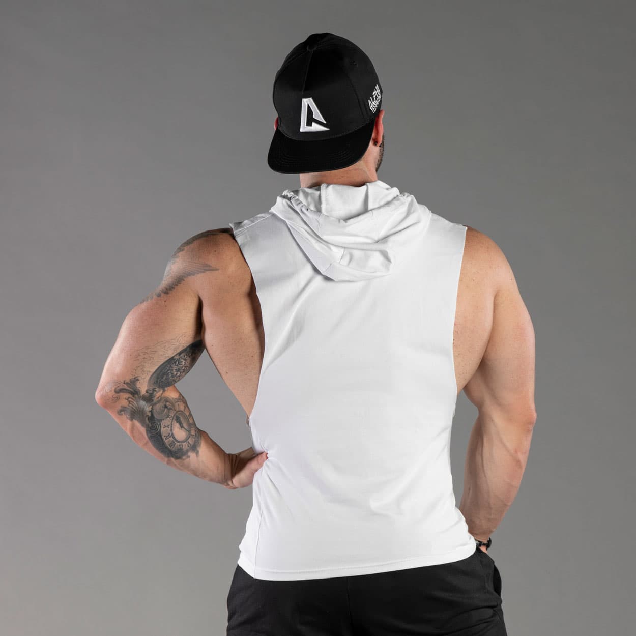 White ALPHA Men’s Sleeveless Hoodie thumbnail 3