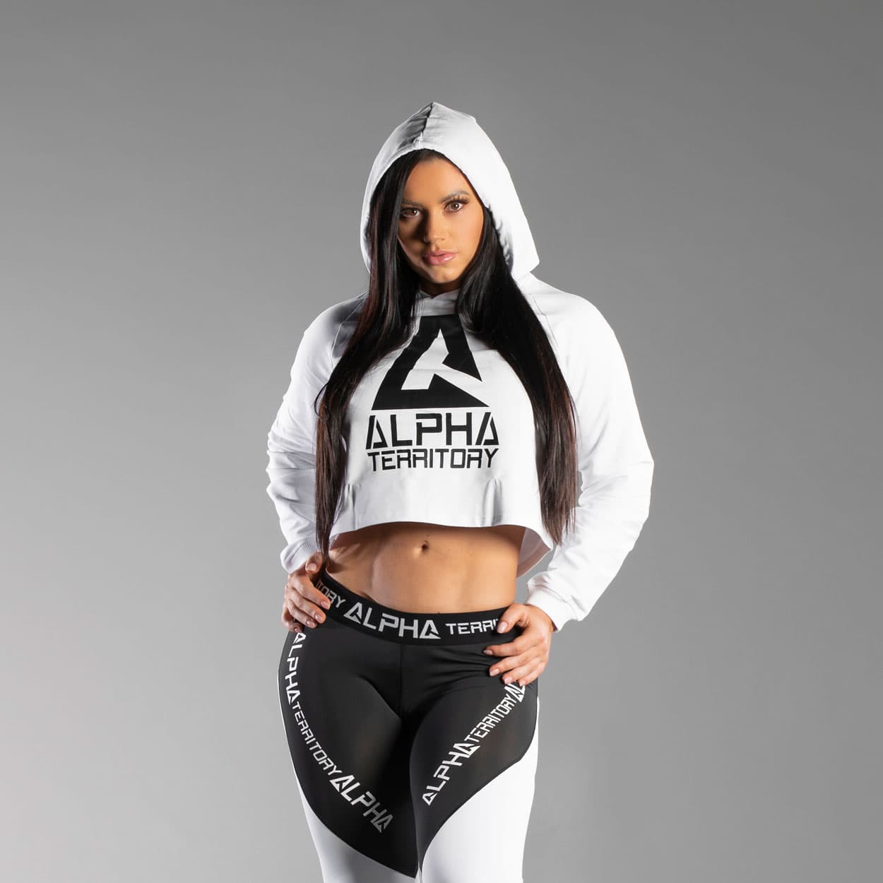 White ALPHA Women’s Crop Hoodie thumbnail 2
