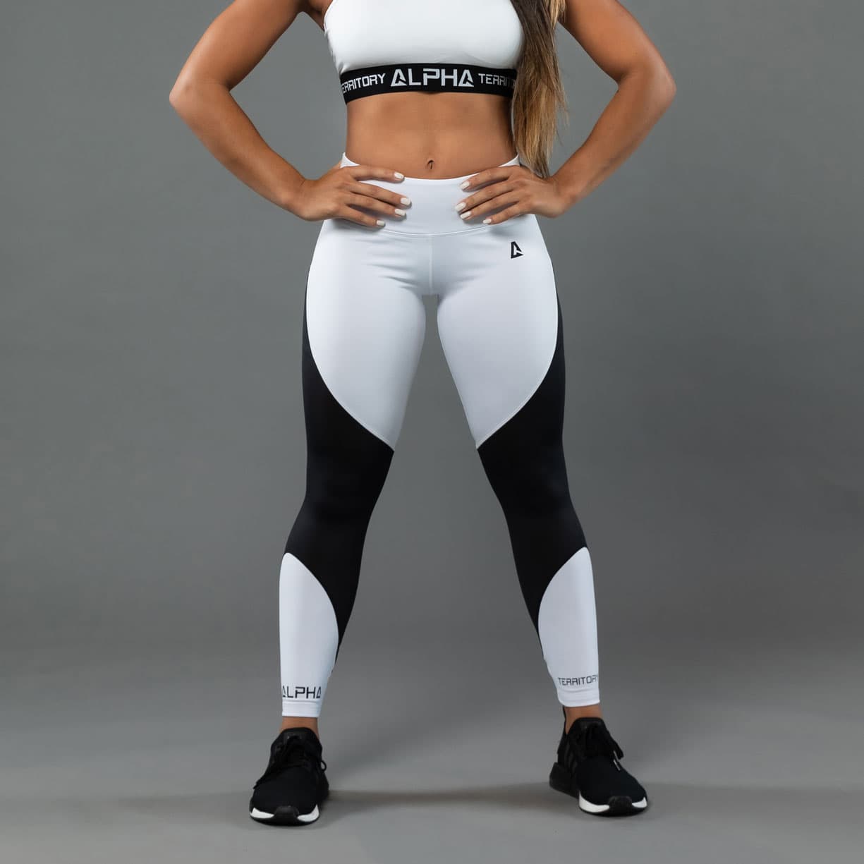 White and Black ALPHA Women’s High Waist Leggings thumbnail 3