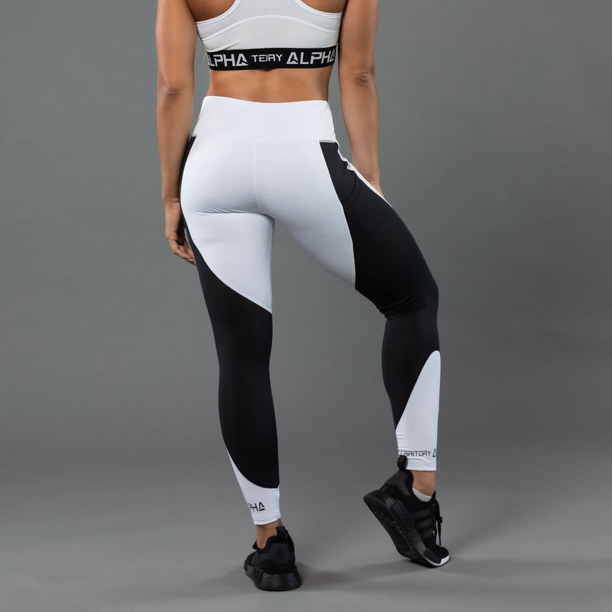 White and Black ALPHA Women’s High Waist Leggings thumbnail 2