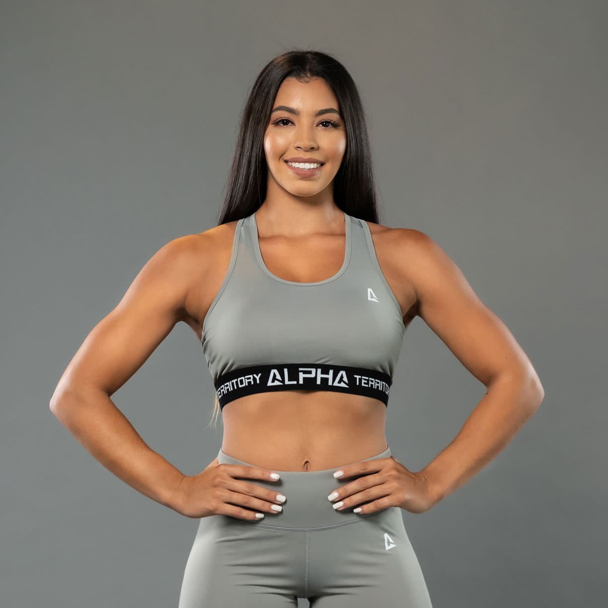Middle Gray ALPHA Women’s Full Sports Bra thumbnail 2