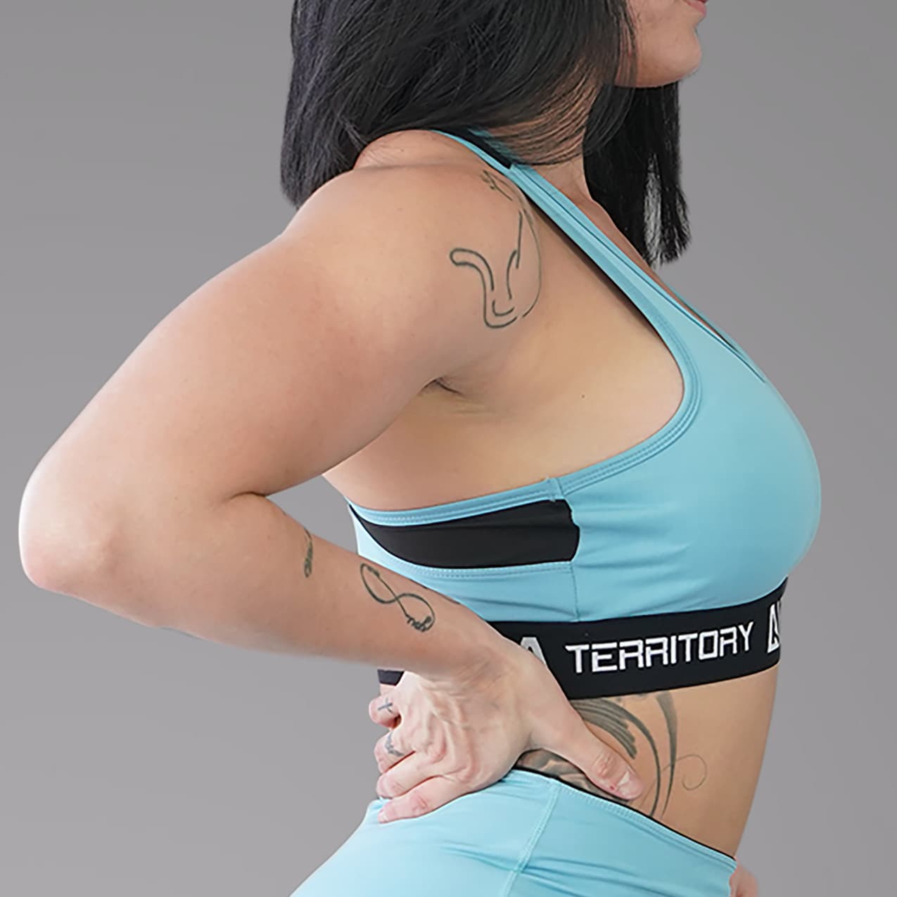 Blue and Black ALPHA Women’s Full Sports Bra thumbnail 3
