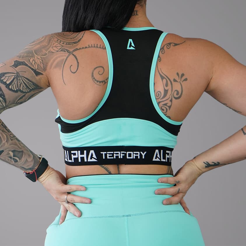 Green and Black ALPHA Women’s Full Sports Bra thumbnail 2
