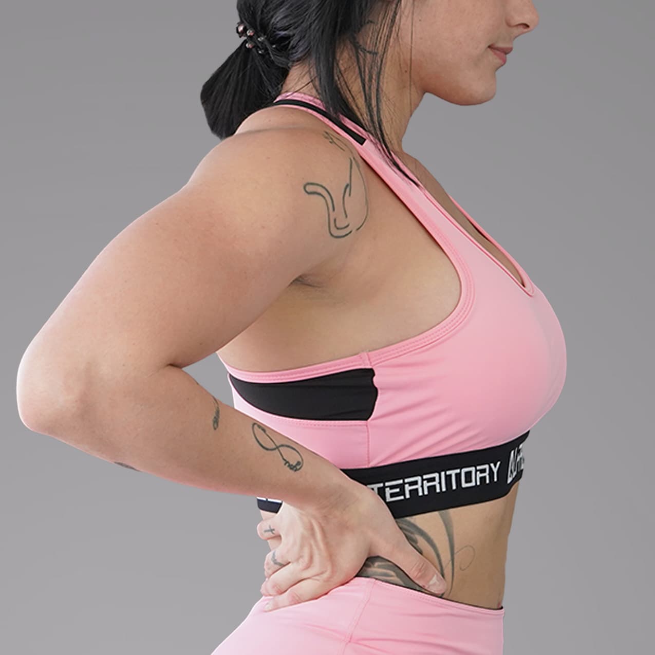 Pink and Black ALPHA Women’s Full Sports Bra thumbnail 3