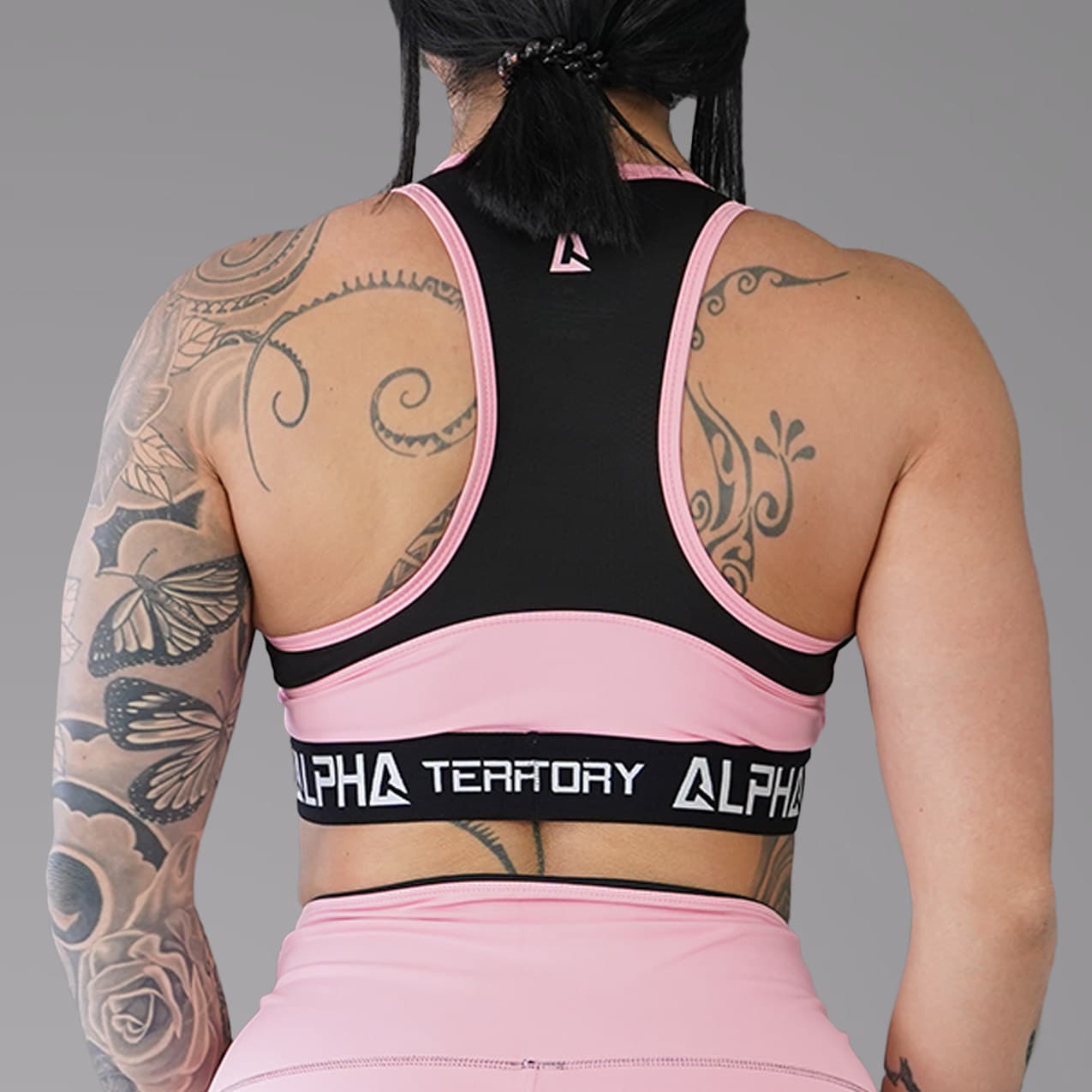 Pink and Black ALPHA Women’s Full Sports Bra thumbnail 2