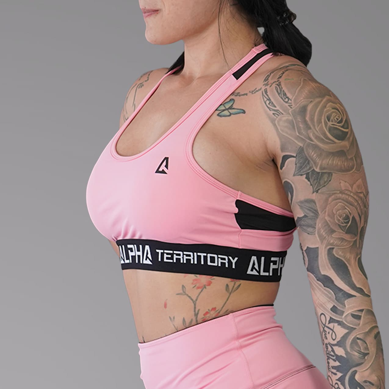 Pink and Black ALPHA Women’s Full Sports Bra thumbnail 4