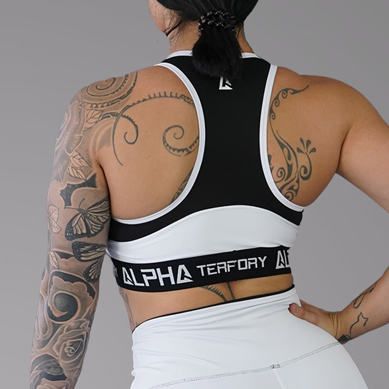 White and Black ALPHA Women’s Full Sports Bra thumbnail 2