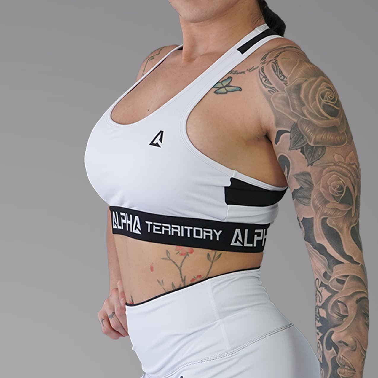 White and Black ALPHA Women’s Full Sports Bra thumbnail 4