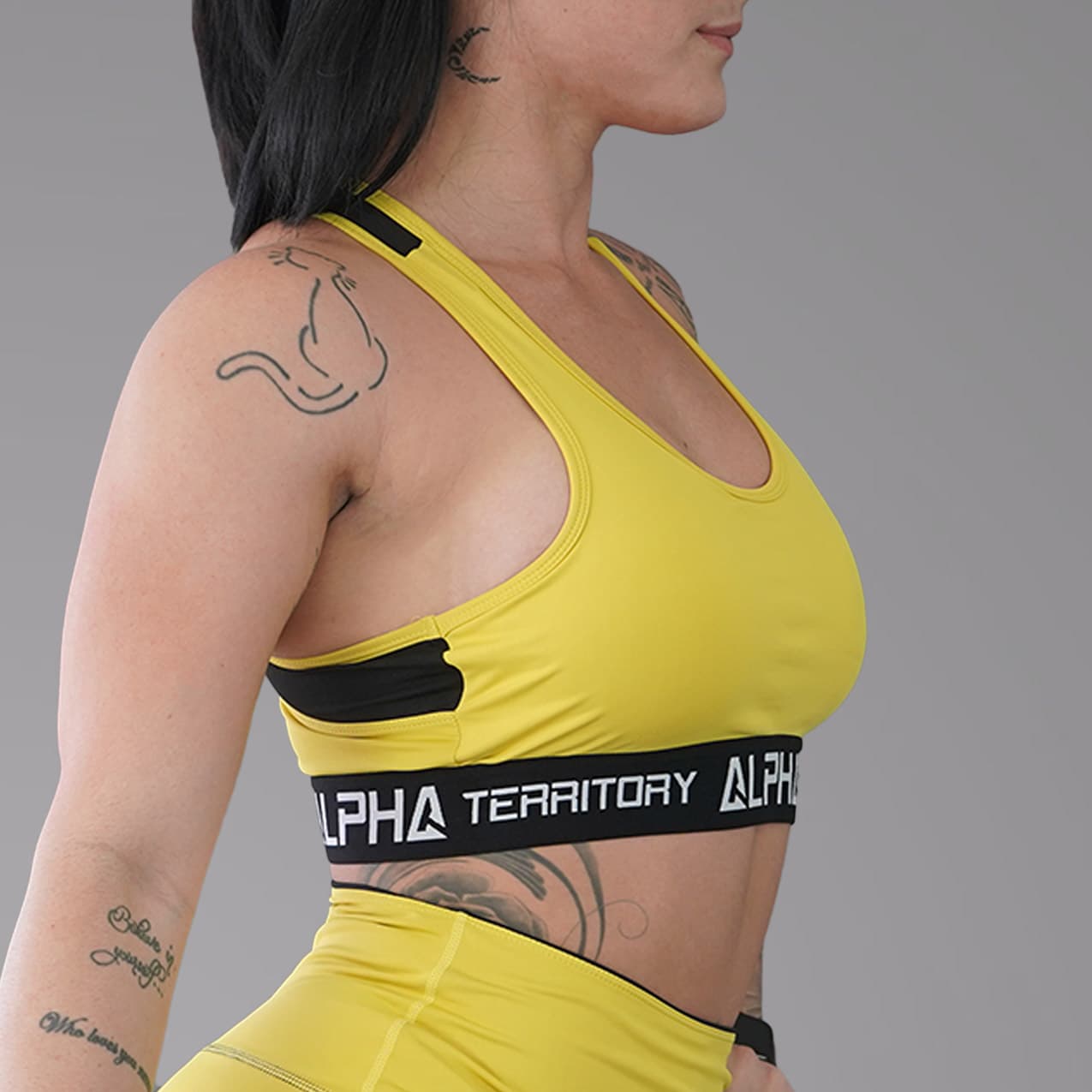 Yellow and Black ALPHA Women’s Full Sports Bra thumbnail 3
