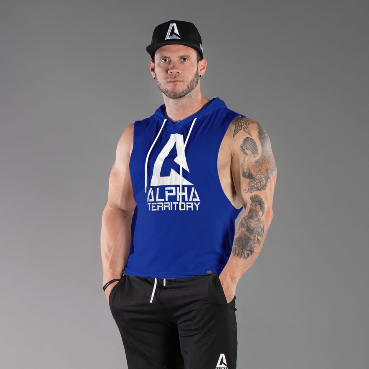 Royal Blue ALPHA Men’s Sleeveless Hoodie thumbnail 2