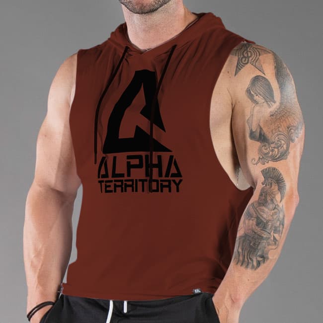 Copper Burgundy ALPHA Men’s Sleeveless Hoodie