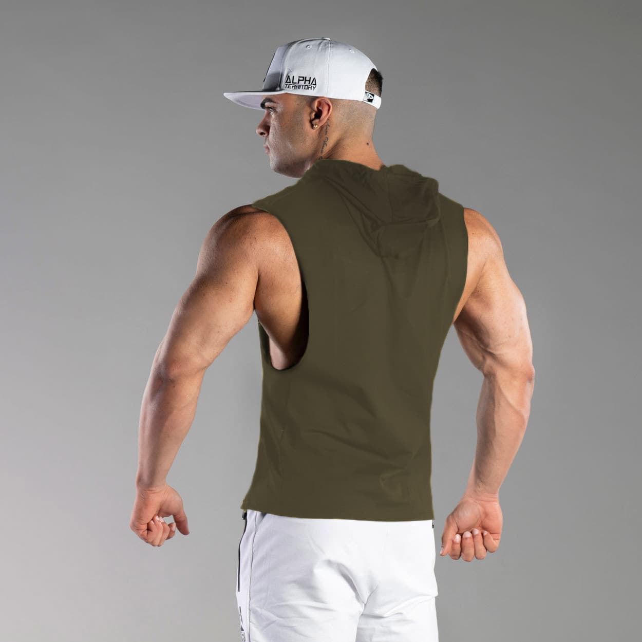 Haze Olive ALPHA Men’s Sleeveless Hoodie thumbnail 3