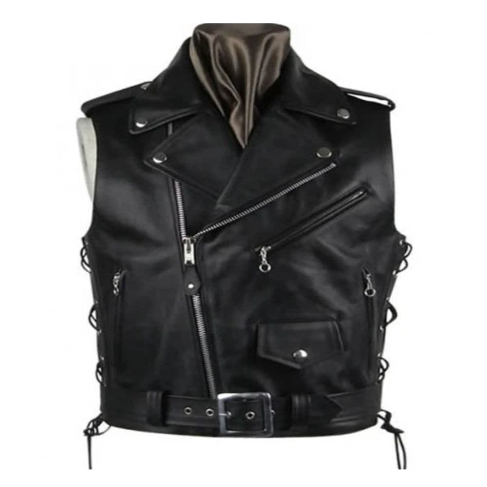Biker Style Leather Vest