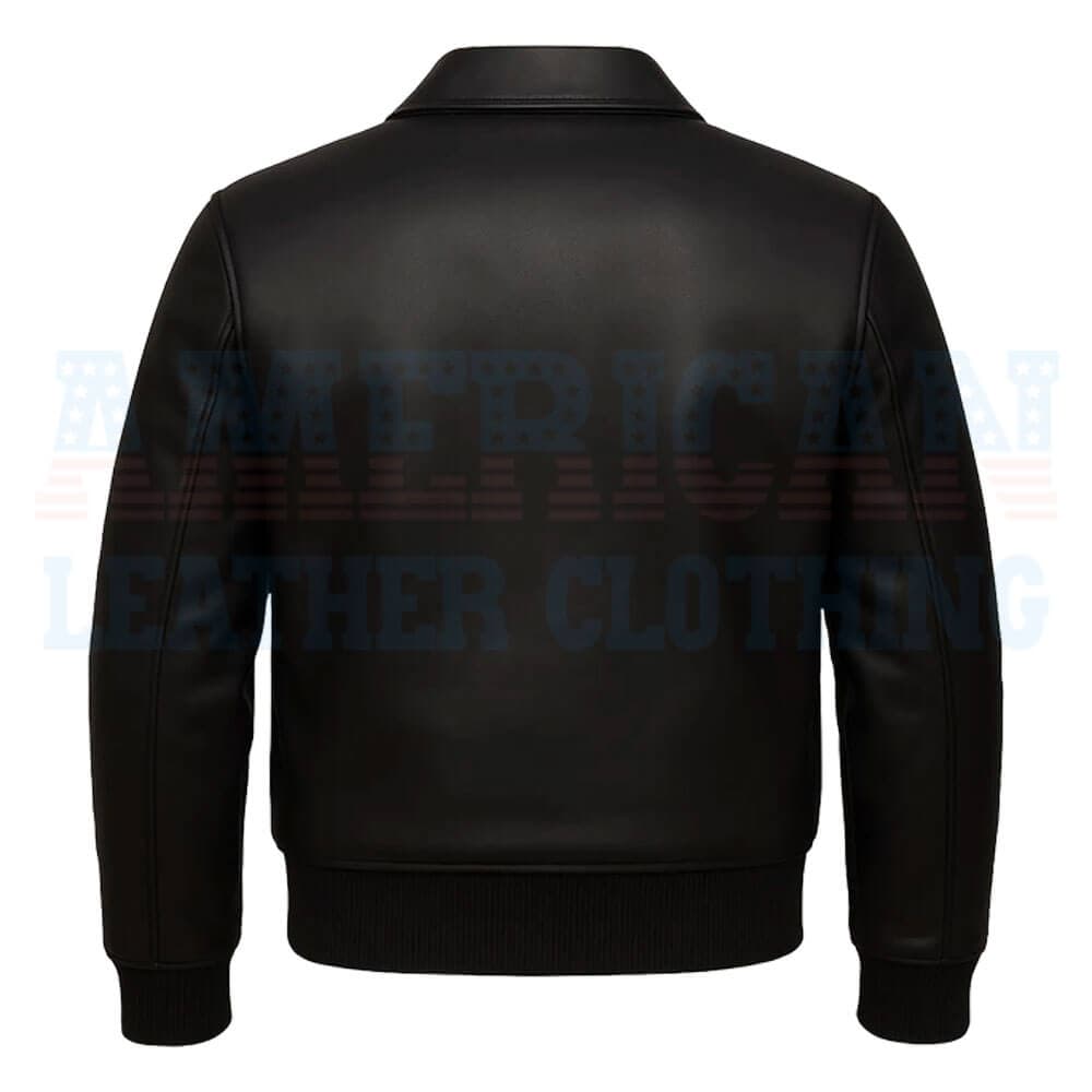Leather Jacket Bomber Black thumbnail 2