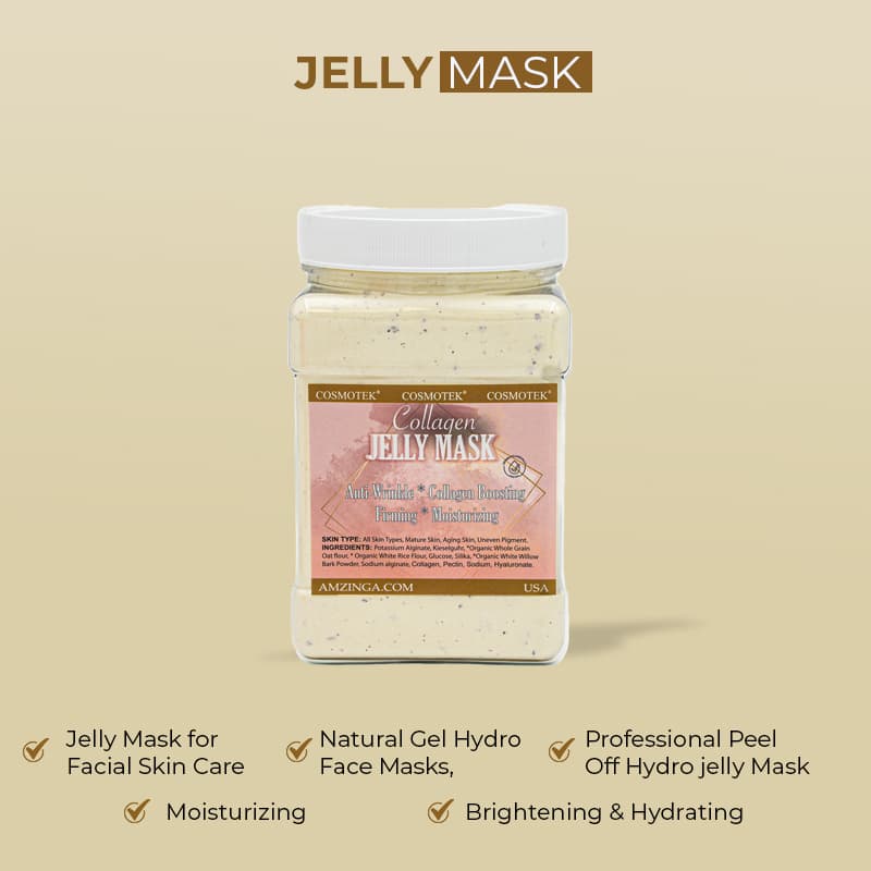 Jelly Mask for Facials Professional -Collagen- A Skin Care Hydro Jelly Mask of Spa for Men, Women and Adults – Anti-Wrinkle*Collagen Boosting*Firming*Moisturizing 23 Fl Oz Jar Face Mask Skin Care thumbnail 3