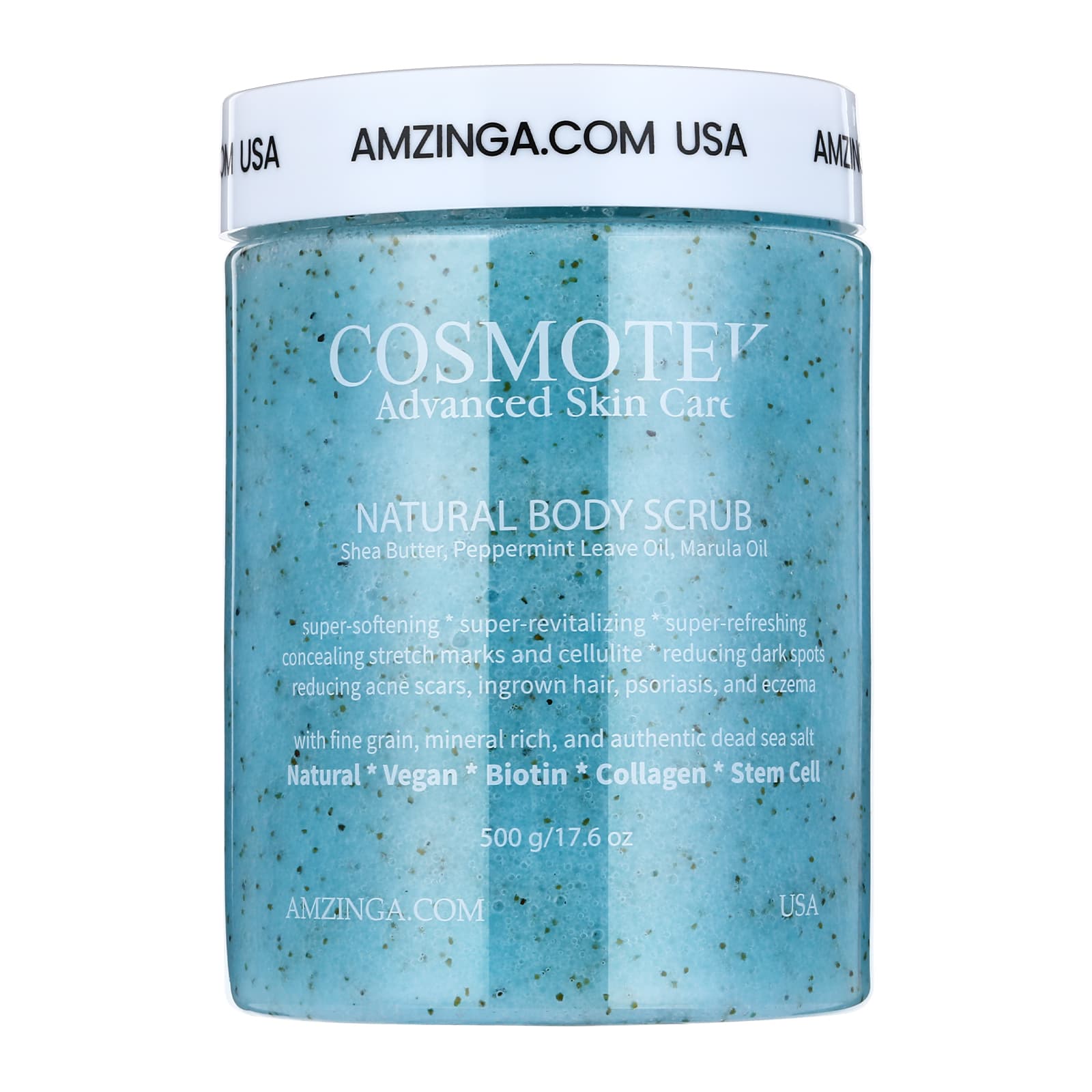Peppermint Body Scrub- Natural Exfoliating Salt Scrub &amp; Body and Face Souffle helps with Moisturizing Skin, Acne, Cellulite, Dead Skin Scars, Wrinkles (16.7 oz)