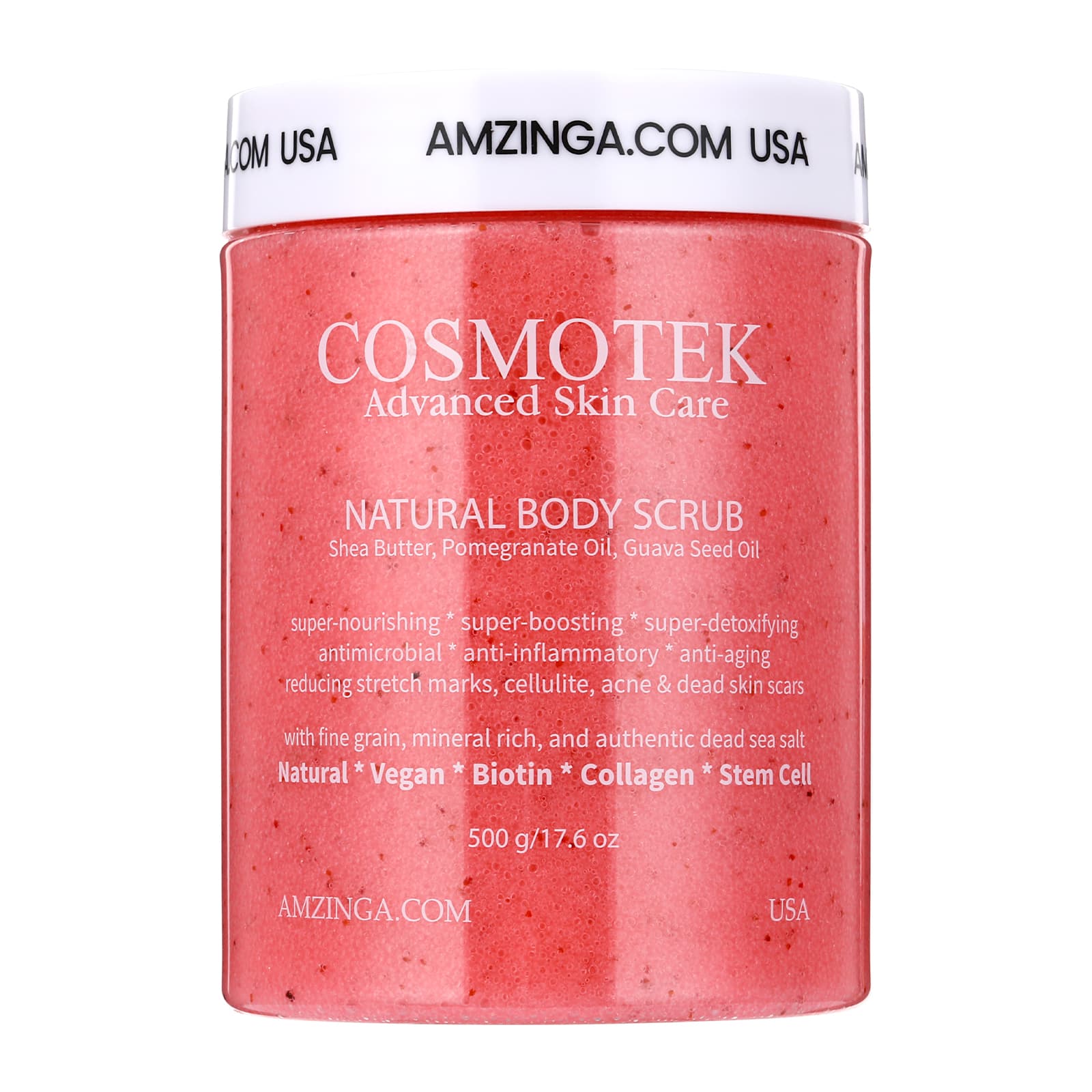 Pomegranate Body Scrub- Natural Exfoliating Salt Scrub &amp; Body and Face Souffle helps with Moisturizing Skin, Acne, Cellulite, Dead Skin Scars, Wrinkles (16.7 oz)