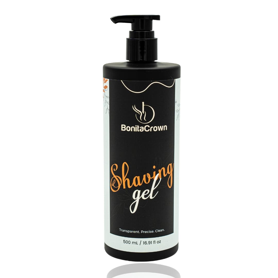 Bonita Crown Shaving Gel 500ml – Transparent Non-Foaming Gel for Smooth, Precise Shave – Aloe &amp; Castor Oil Formula for Sensitive Skin – Professional Barber-Grade Shaving Gel for Men &amp; Women – Clean, Cooling, Hydrating Shave Skin – Professional Barber-Grade Shaving Gel for Men &amp; Women – Clean, Cooling, Hydrating Shave