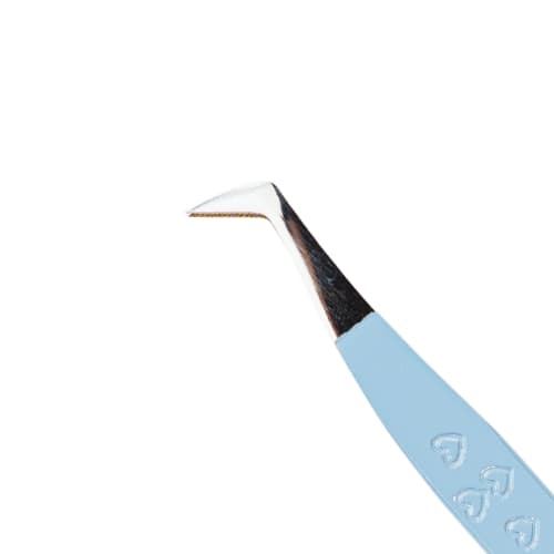 Lash Tweezers for Eyelash Extensions for Volume and Lighter Mega Volume Fans Professional Precision Stainless Steel Lash Extension Tweezers Curved Boot Angled Tips (Baby Blue) thumbnail 4