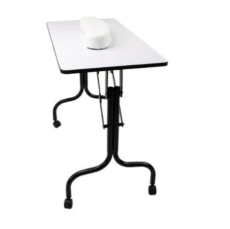 37 inch Portable &amp; Foldable Manicure Table Nail Desk Workstation with Large Drawer/Client Wrist Pad/Controllable Wheels/Carrying Case for Spa Beauty Salon White thumbnail 3