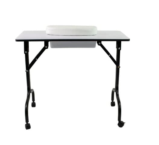 37 inch Portable &amp; Foldable Manicure Table Nail Desk Workstation with Large Drawer/Client Wrist Pad/Controllable Wheels/Carrying Case for Spa Beauty Salon White thumbnail 2