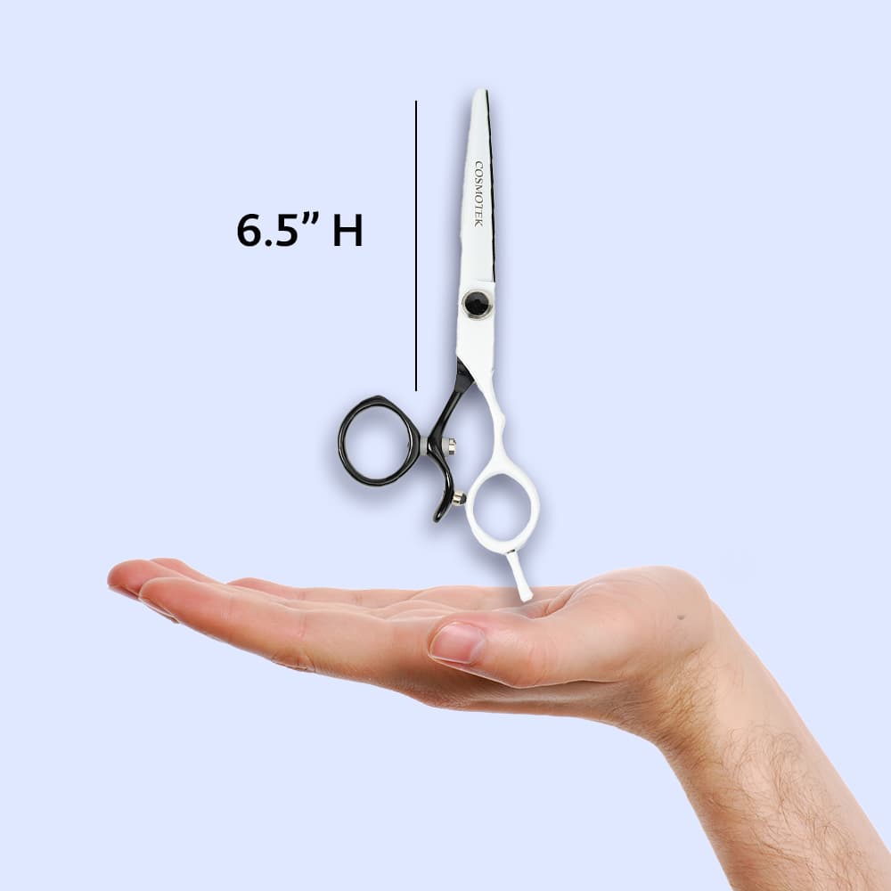 Hair Cutting Scissors Shears Professional Barber 6.5 inch Hairdressing Regular Scissor Salon Razor Edge Hair Cutting Shear Japanese 420 Stainless Steel with Detachable Finger Inserts (White) thumbnail 4