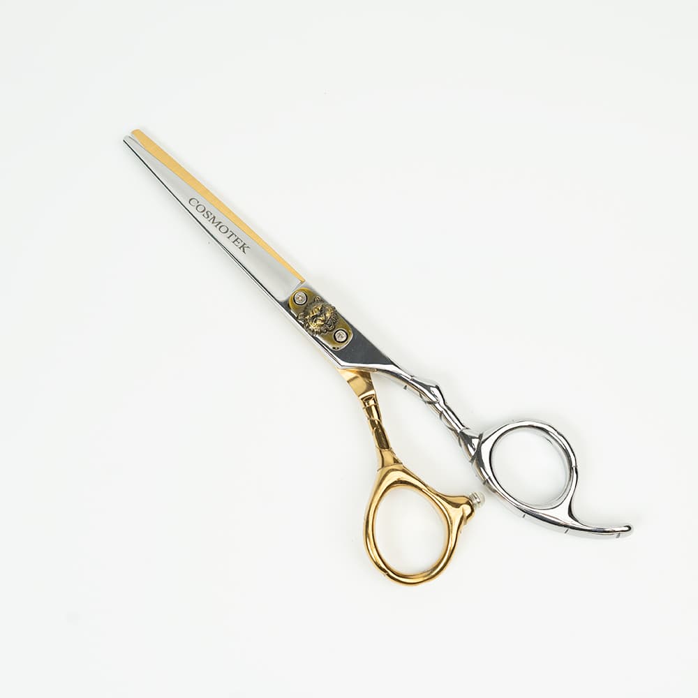 Hair Cutting Scissors Shears Professional Barber 6.5 Inch Hairdressing Regular Scissor Salon Razor Edge Hair Cutting Shear Japanese 420c Stainless Steel With Detachable Finger Inserts (Gold &amp; Silver) – Lion Design