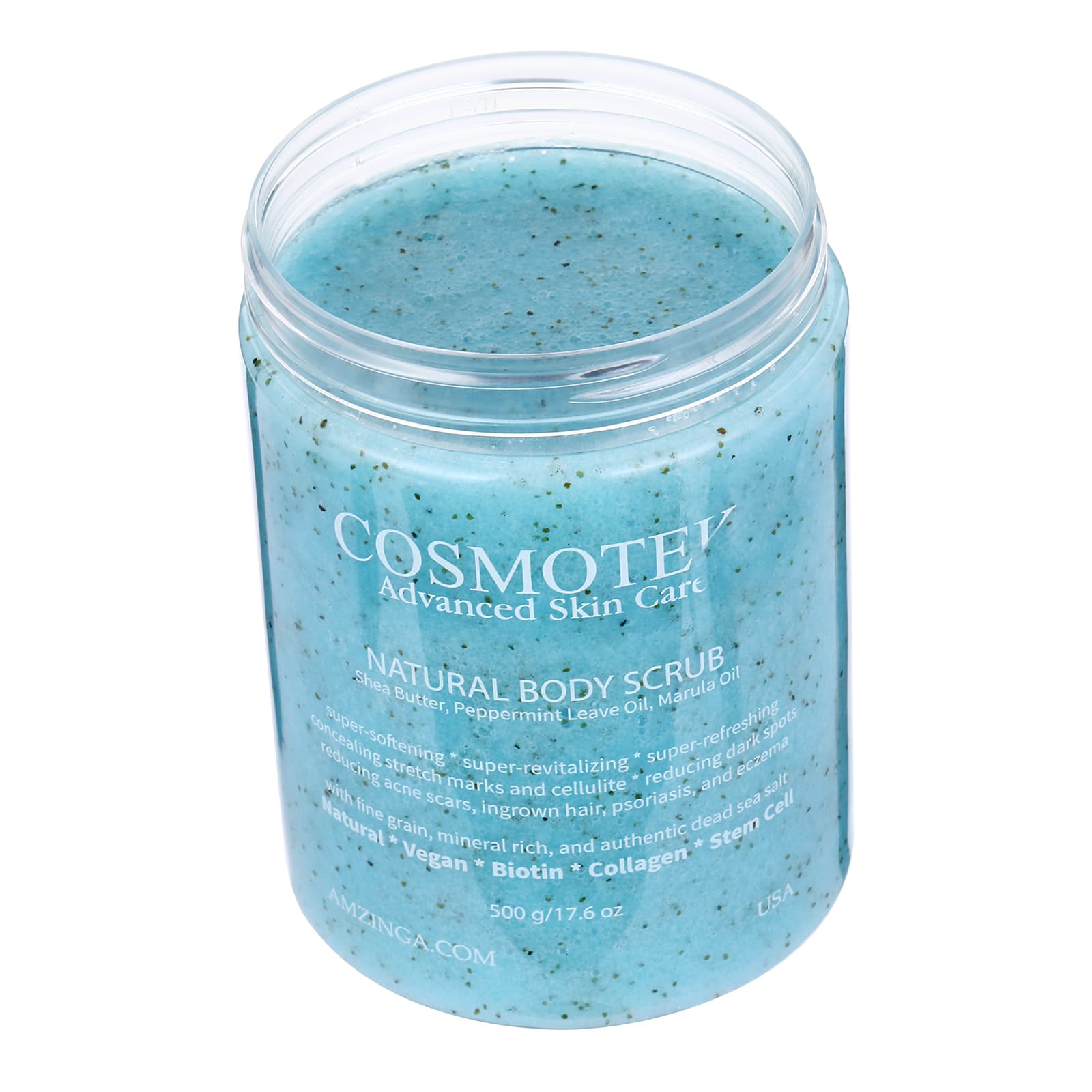 Peppermint Body Scrub- Natural Exfoliating Salt Scrub &amp; Body and Face Souffle helps with Moisturizing Skin, Acne, Cellulite, Dead Skin Scars, Wrinkles (16.7 oz) thumbnail 3