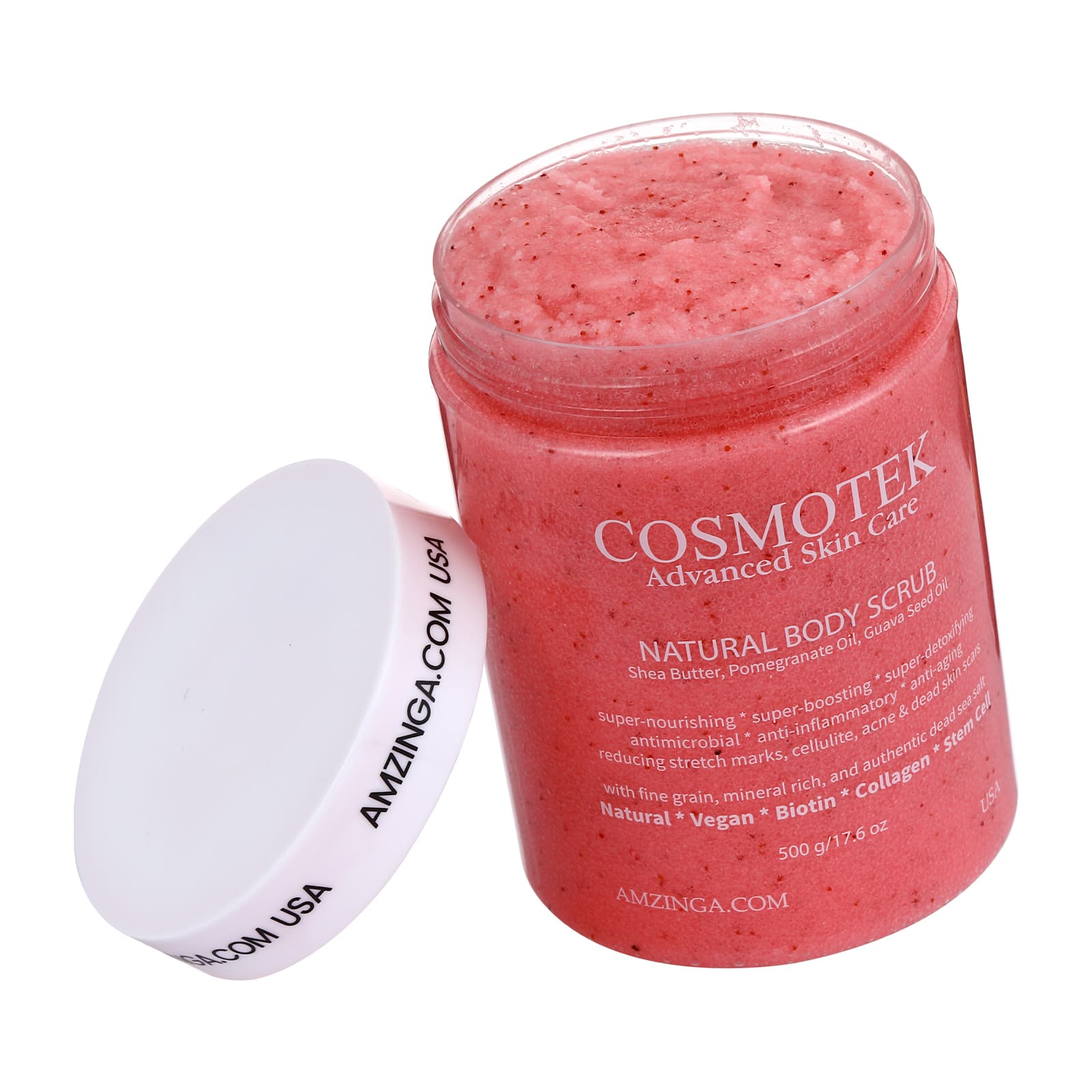 Pomegranate Body Scrub- Natural Exfoliating Salt Scrub &amp; Body and Face Souffle helps with Moisturizing Skin, Acne, Cellulite, Dead Skin Scars, Wrinkles (16.7 oz) thumbnail 2