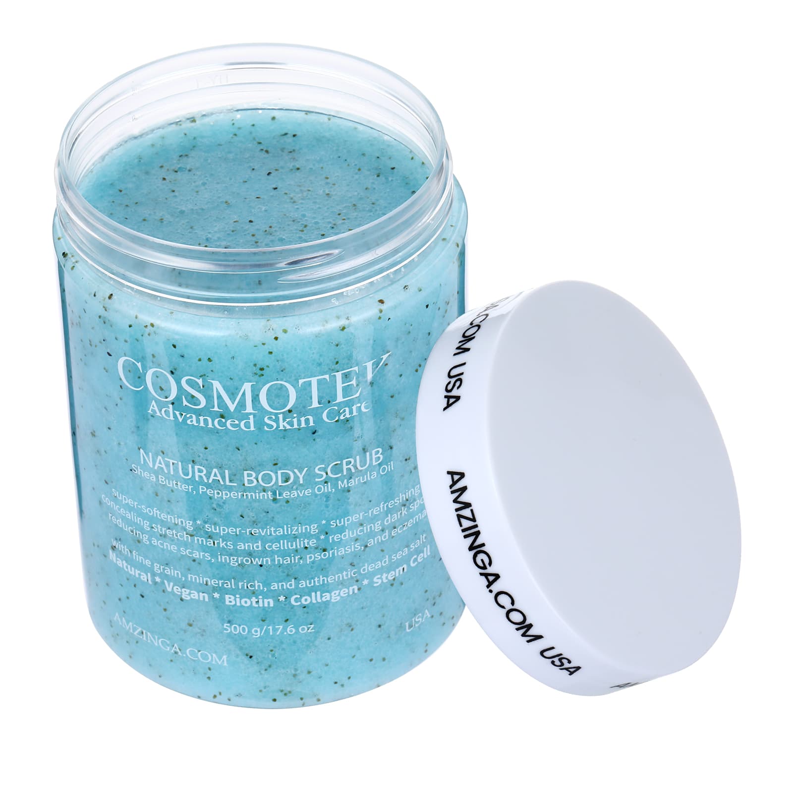 Peppermint Body Scrub- Natural Exfoliating Salt Scrub &amp; Body and Face Souffle helps with Moisturizing Skin, Acne, Cellulite, Dead Skin Scars, Wrinkles (16.7 oz) thumbnail 2