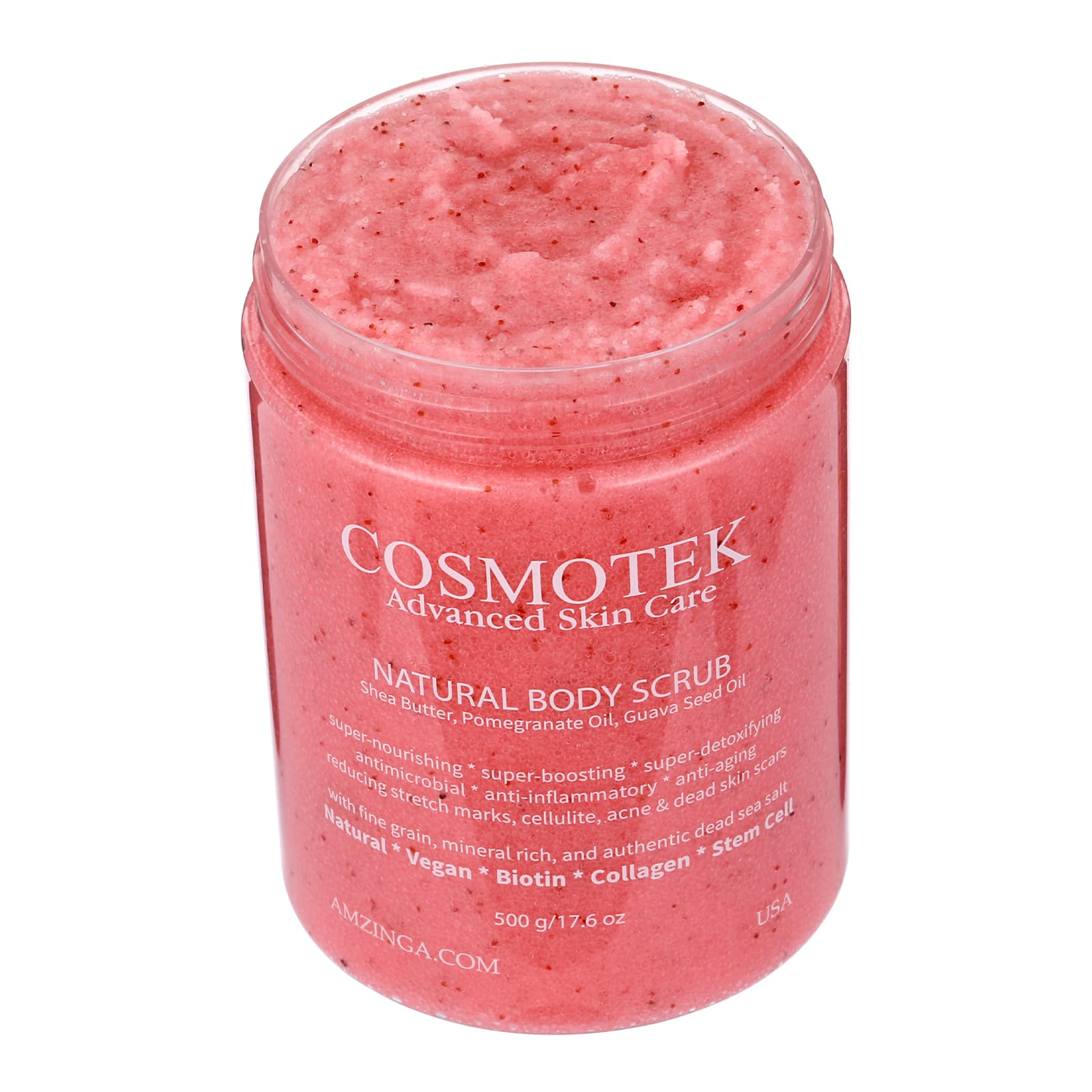 Pomegranate Body Scrub- Natural Exfoliating Salt Scrub &amp; Body and Face Souffle helps with Moisturizing Skin, Acne, Cellulite, Dead Skin Scars, Wrinkles (16.7 oz) thumbnail 3