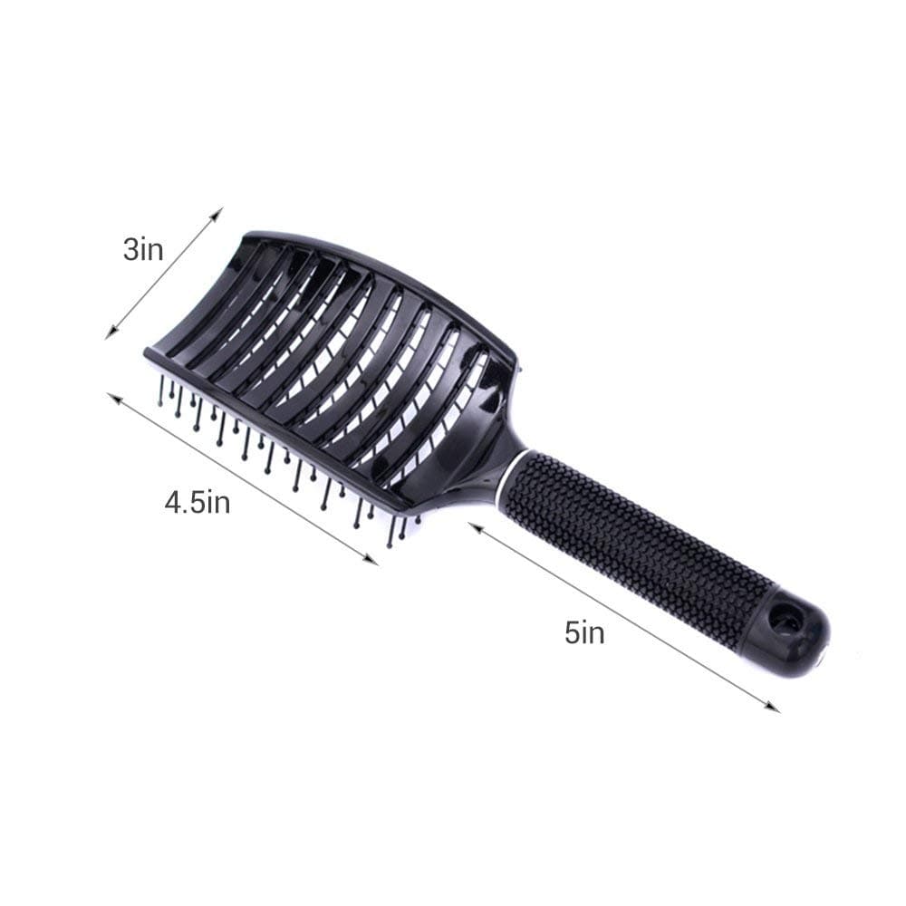 Hair Brush, Curved Vented Brush Faster Blow Drying, Professional Curved Vent Styling Hair Brushes For Women, Men, Paddle Detangling Brush For Wet Dry Curly Thick Straight Hair – Black thumbnail 2