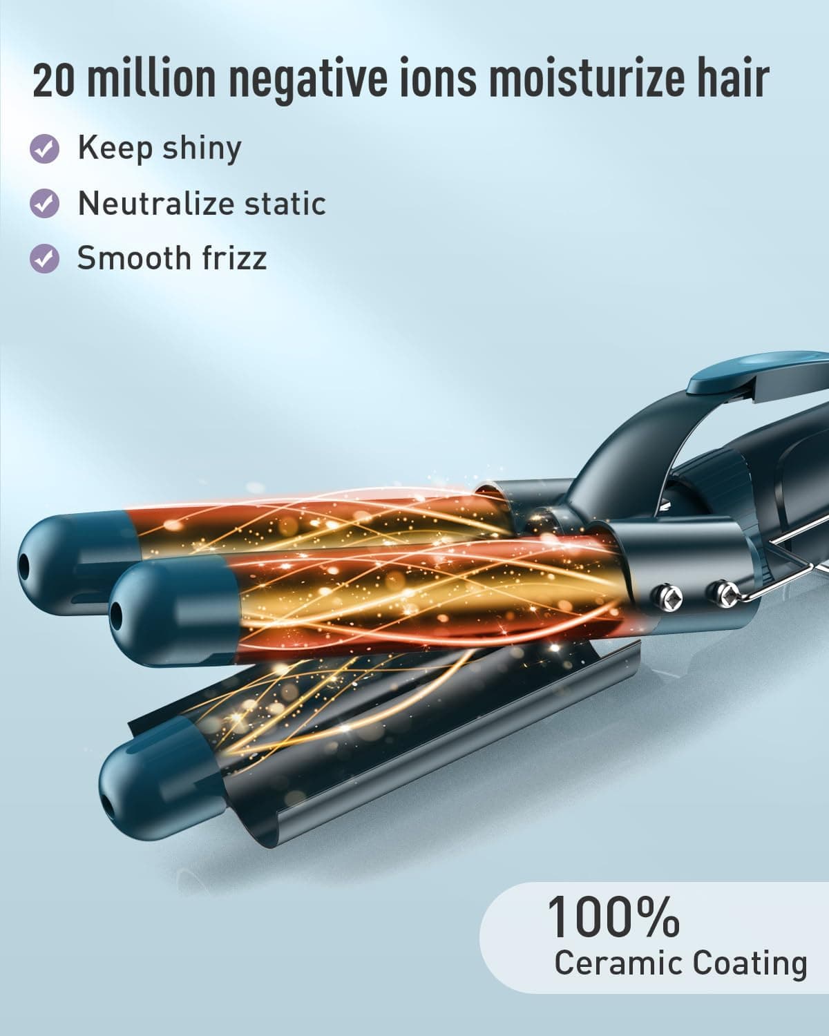 Waver Curling Iron Wand Set with 3 Barrel Hair Crimper for Women, Fast Heating Hair Wand Curler in All Hair Type thumbnail 4